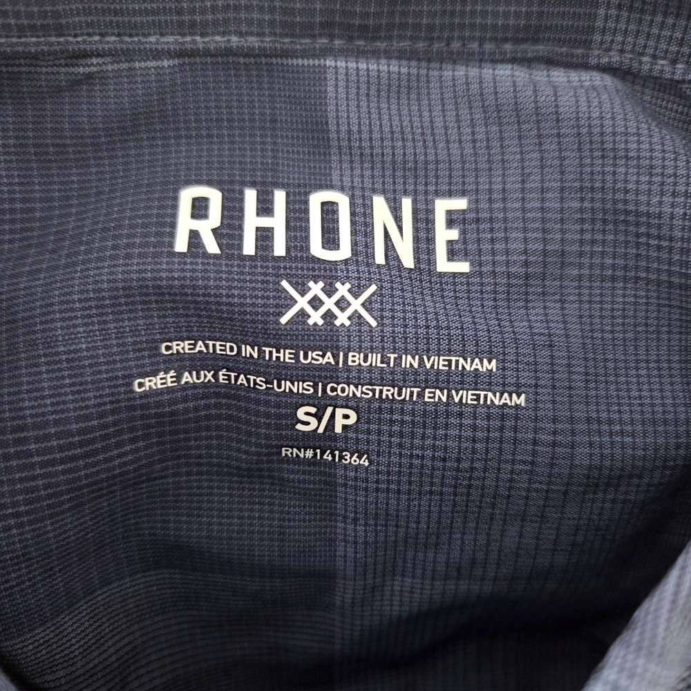 Rhone Blue Plaid Stretch Long Sleeve Button Down Shirt Sz S Lightweight NWT - Picture 5 of 8